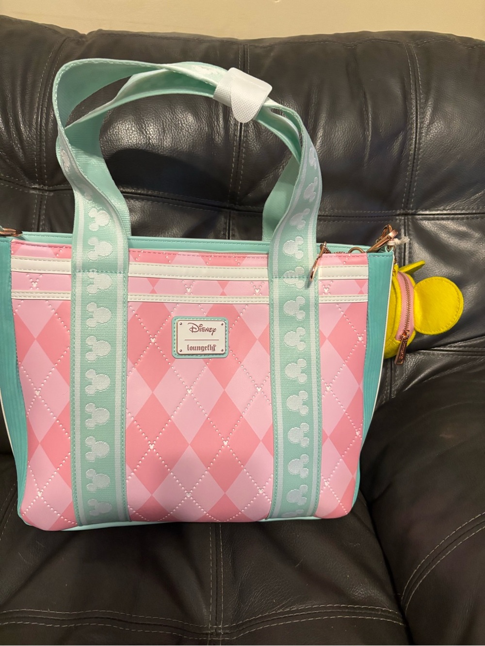 Loungefly Mickey Sport Tote with Mickey Trim and tennis ball coin purse.